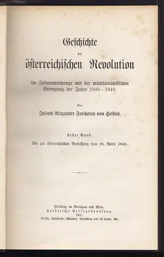 HELFERT, Geschichte der österreichischen... 1907