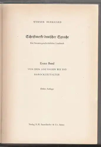 BURKHARD, Schriftwerke deutscher Sprache. Ein... 1951