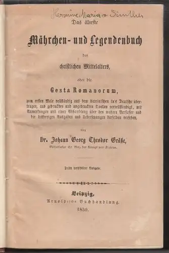 GRÄSSE, Märchen-und Legendenbuch des... 1850