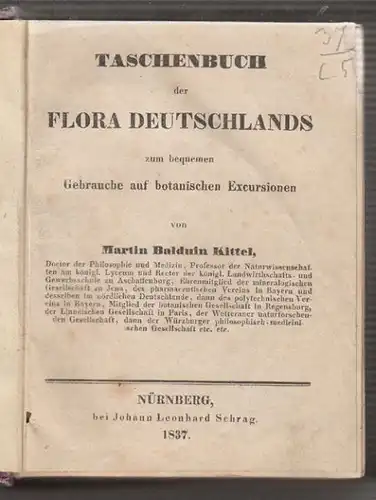 KITTEL, Taschenbuch der Flora Deutschlands zum... 1837