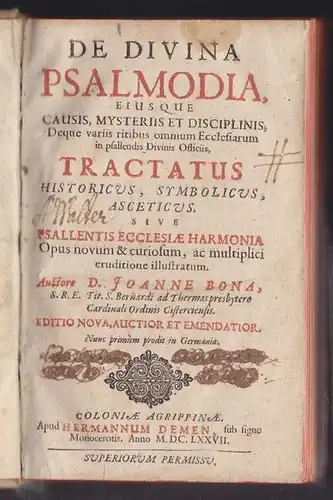BONA, De divina Psalmodia eiusque causis,... 1677
