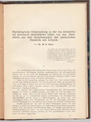 GANS, Psychologische Untersuchung zu der von... 1901