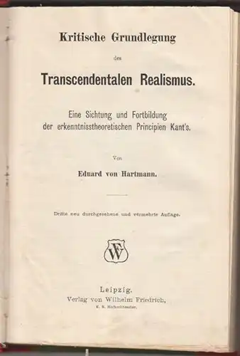 HARTMANN, Kritische Grundlegung des... 1885