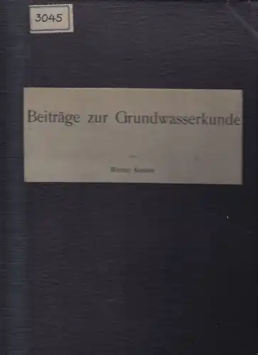 KOEHNE, Beiträge zur Grundwasserkunde. 1927