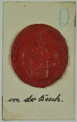 Wappensiegel mit Inschrift: VON DER BEECK'SCHE... 1890