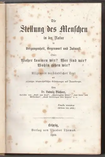 BÜCHNER, Die Stellung des Menschen in der Natur... 1869