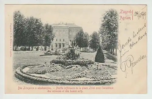 Zagreb Agram. Dio Zrinjevca s akademijom. - Partie inférieure de la place Zrini