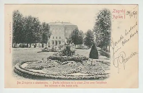 Zagreb Agram. Dio Zrinjevca s akademijom. - Partie inférieure de la place Zrini 