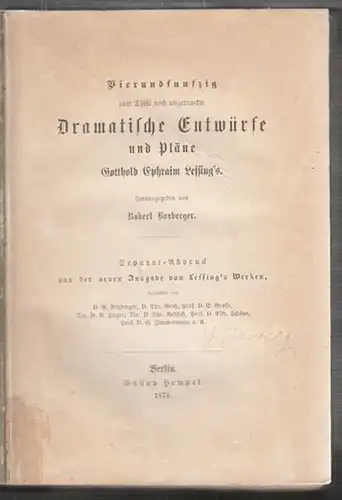 LESSING, Vierundfunfzig zum Theil noch... 1876