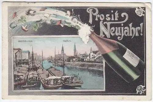 Prosit Neujahr! Duisburg. Hafen. 1910