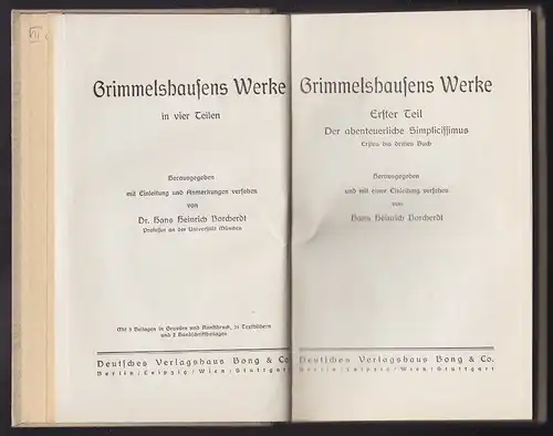 GRIMMELSHAUSEN, Werke. 1921