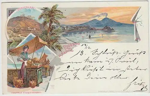 Ricordo di Napoli. Funicolare. Venditrice... 1890