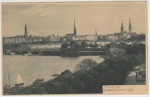 Hamburg. Lombardsbrücke u. Stadt. 1910