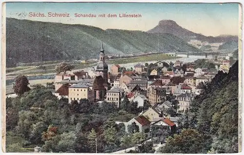 Sächs. Schweiz. Schandau mit dem Lilienstein. 1900