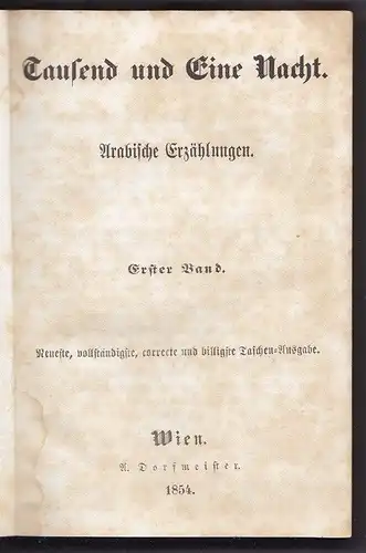 Tausend und eine Nacht. Arabische Erzählungen. 1854