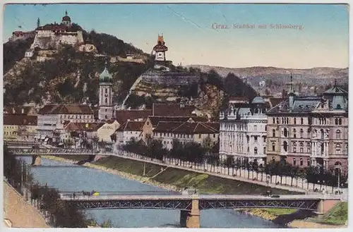 Graz. Stadtkai mit Schlossberg. 1900