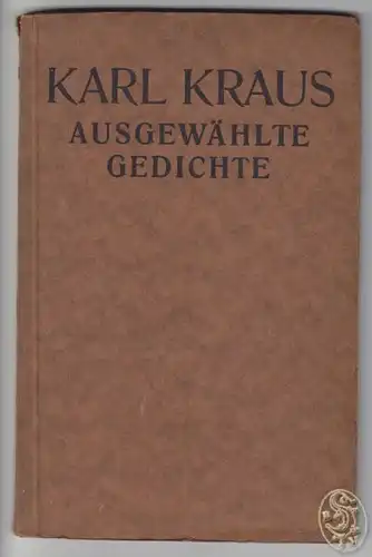 KRAUS, Ausgewählte Gedichte. 1920