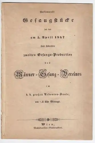 Vorkommende Gesangstücke bei der am 5. April... 1847