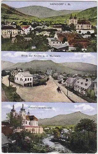 Haindorf i. B. Blick zur Kirche u. d. Nußstein.... 1900