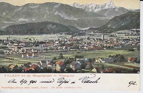 Villach mit der Mangartgruppe im HIntergrund. 1900