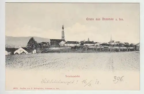 Gruss aus Braunau a. Inn. Totalansicht. 1890