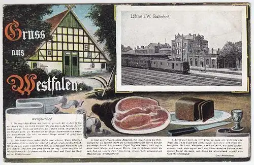 Gruss aus Westfalen. Köhne i. W. Bahnhof.... 1900