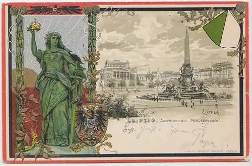 Leipzig. Augustusplatz. Mendebrunnen. 1890
