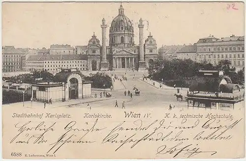 Wien IV. Stadtbahnhof Karlsplatz. Karlskirche.... 1890