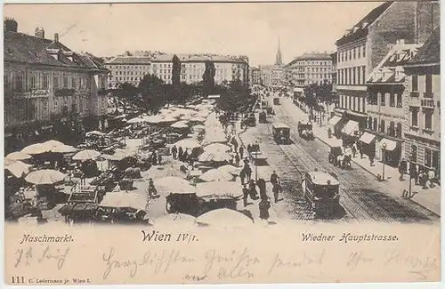 Wien IV/I. Naschmarkt. Wiedner Hauptstrasse. 1900