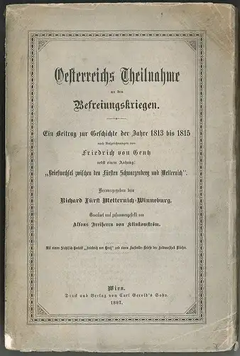 Oesterreichs Theilnahme an den Befreiungskriegen. Ein Beitrag zur Geschichte der