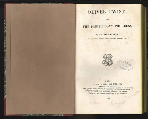 Oliver Twist; or the Parish Boy`s Progress. DICKENS, Charles.