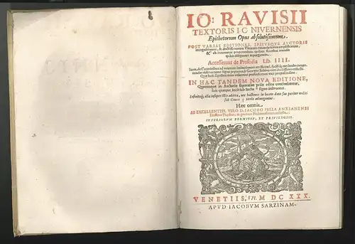 Epithetorum Opus absolutissimum. TRIXIER DE RAVISI, Jean [RAVISIUS, Johannes].