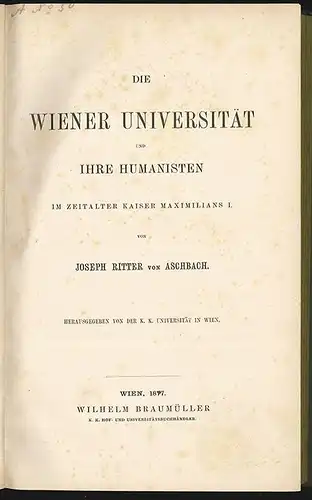 Geschichte der Wiener Universität im ersten Jahrhunderte ihres Bestehens. Festsc