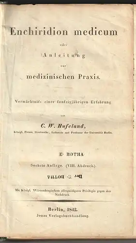 Enchiridion medicum oder Anleitung zur medizinischen Praxis. Vermächtniß 0751-23