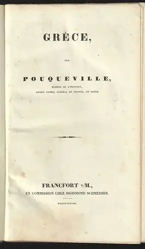 Grèce POUQUEVILLE, [Francois Charles Hugues Laurent].