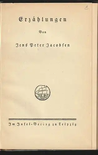 Erzählungen. JACOBSEN, Jens Peter.