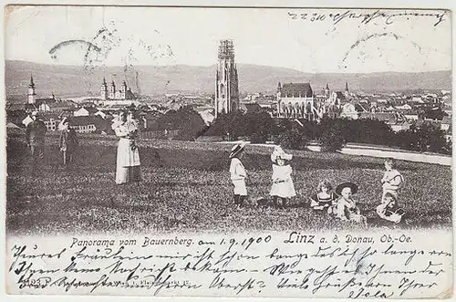 Linz a. d. Donau, Ob.-Oe. Panorama vom Bauernberg. 1890