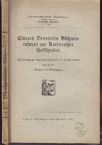 LITZMANN, Theatergeschichtliche Forschungen. 1917