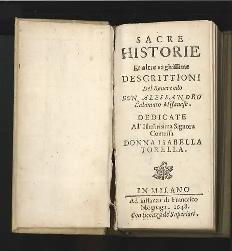 Sacre historie, et altre vaghissime descrittioni. CALAMATO, Alessandro