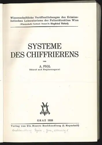 Systeme des Chiffrierens. FIGL, A[ndreas].