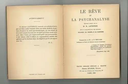 Le rêve et la psychanalyse. Avec la collaboration des docteurs [René] Allendy, E