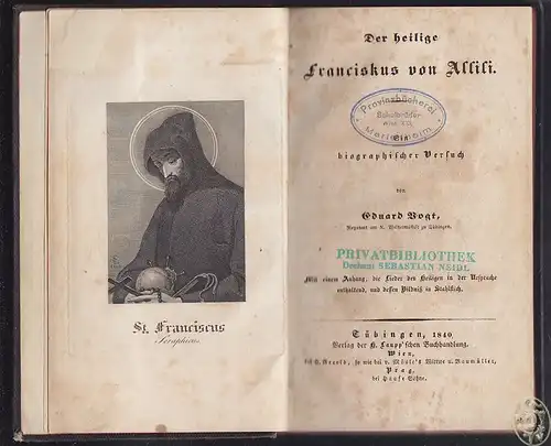 VOGT, Der heilige Franciskus von Assisi. Ein... 1840
