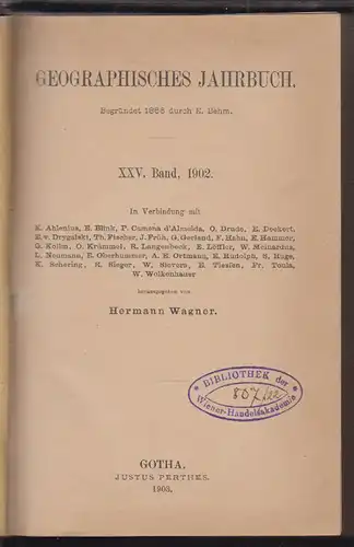 Geographisches Jahrbuch. Begr. 1866 durch E. Behm. Hrsg. v. Hermann Wagn 0437-03