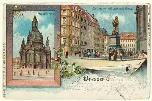 Dresden. Frauenkirche. Neumarkt mit Lutherkirche.