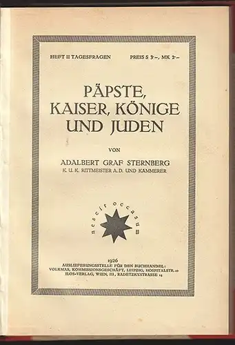 Päpste, Kaiser, Könige und Juden. STERNBERG, Adalbert  Graf.