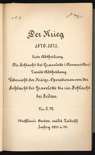 Der Krieg 1870-1871. N[OSINICH], J[ohann].