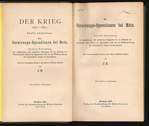 Der Krieg 1870-1871. N[OSINICH], J[ohann].