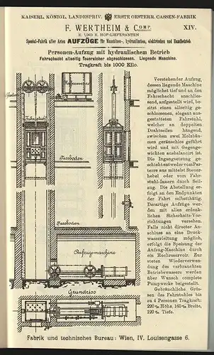 Erste Österreich Cassen-Fabrik F. Wertheim & Comp. Special-Fabrik aller Arten Pe