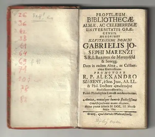 Propylaeum Bibliothecae almae, ac celeberrimae Universitatis Graecensis. SZÖRENY