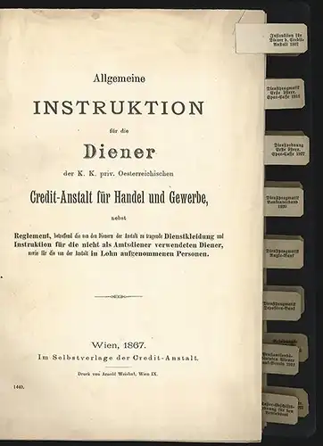 Allgemeine Instruktion für die Diener der K. K. priv. Oesterreichischen Credit-A